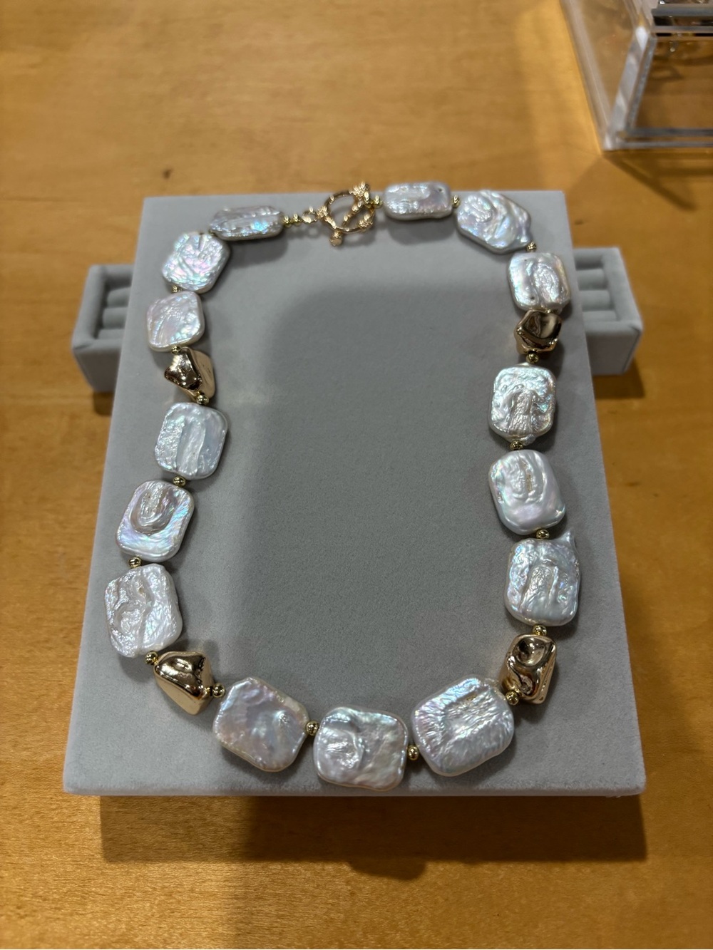 Gold and White Baroque Pearl Necklace — Designer Style